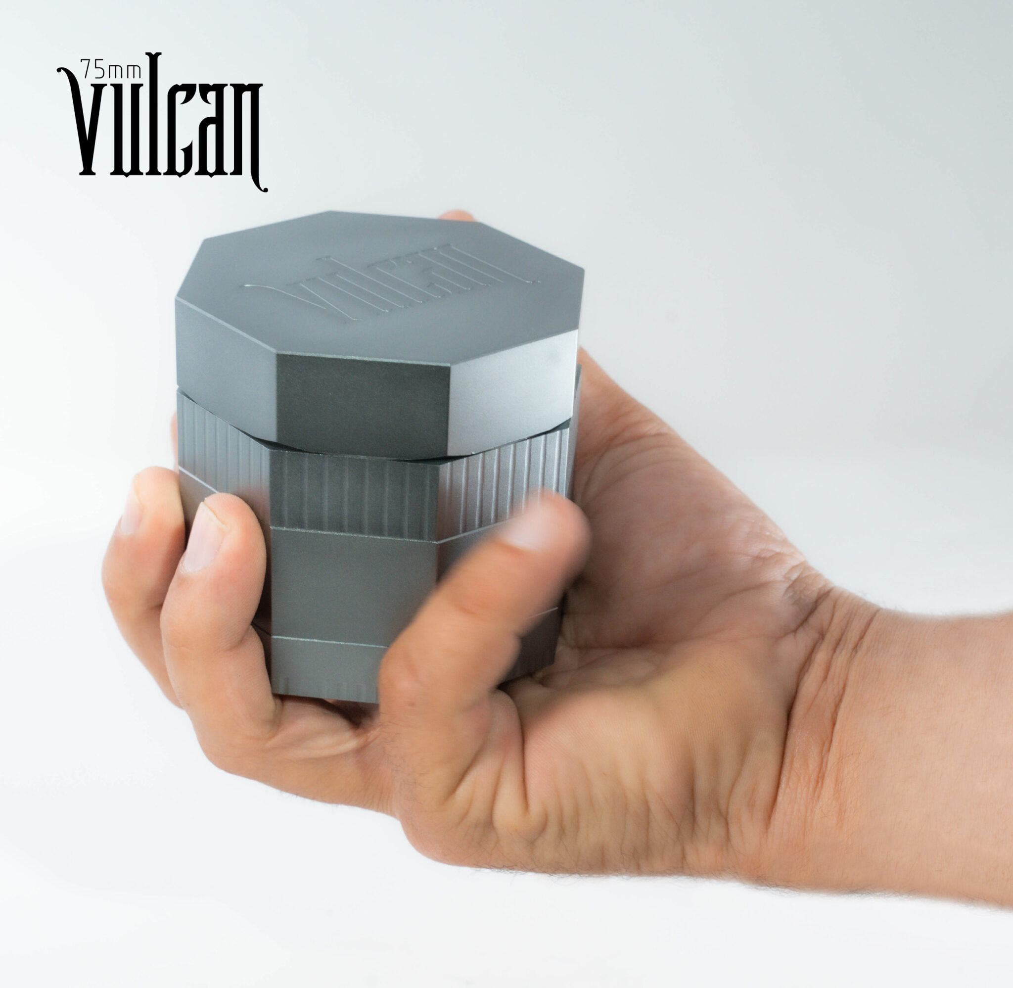 Vulcan 75mm Fully Magnetic 4pc Herb Grinder Grey Vulcan Grinders